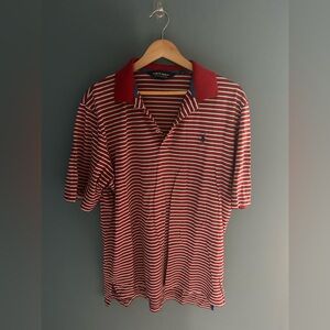 Ralph Lauren Red and White Striped Polo Shirt